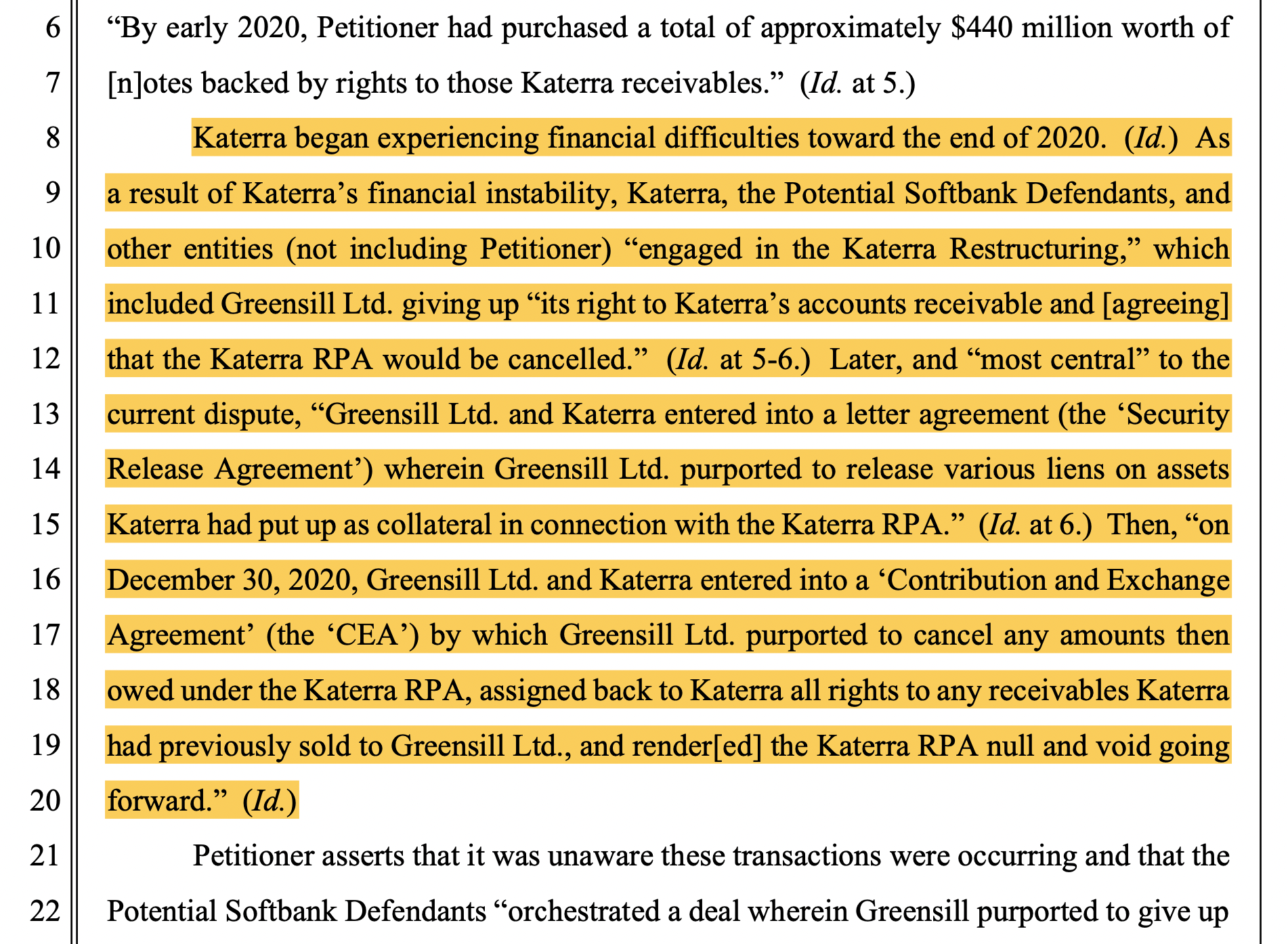 クレディ・スイスがアリゾナ地裁に提出した文書。出典:Application of Credit Suisse Virtuoso SICAV-SIF. Signed by Judge Dominic W Lanza on 4/27/22. (MAW)