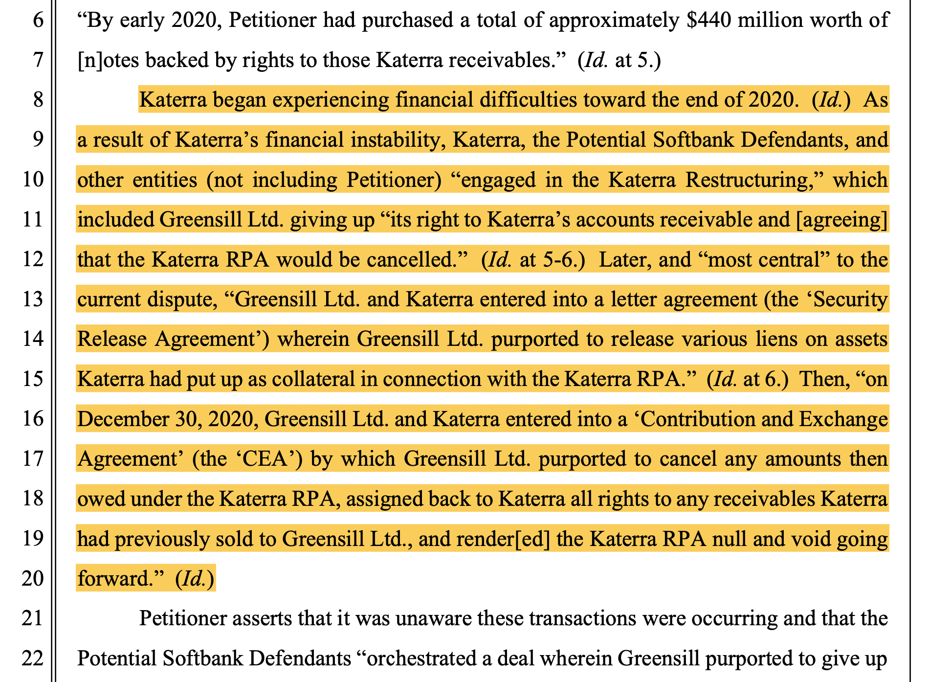 クレディ・スイスがアリゾナ地裁に提出した文書。出典：Application of Credit Suisse Virtuoso SICAV-SIF. Signed by Judge Dominic W Lanza on 4/27/22. (MAW)